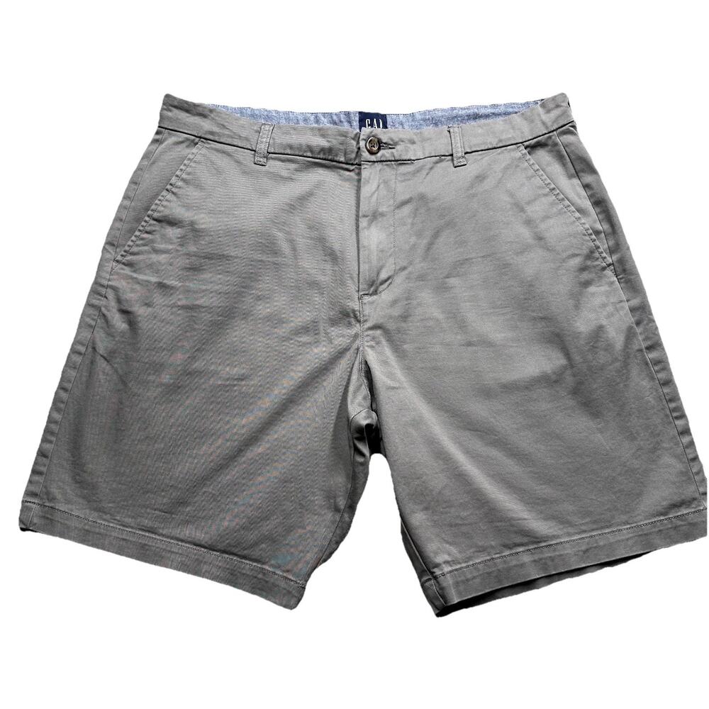 Gap Chino Shorts Mens 36 Gray 5 Pocket Preppy Dress 10" Inseam Long Relaxed